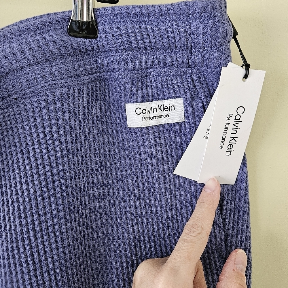 Calvin Klein Performance Plus blue waffle knit thermal activte lounge pants 2X